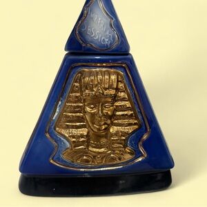 Blue and Gold Egyptian Themed vintage whiskey  Bottle